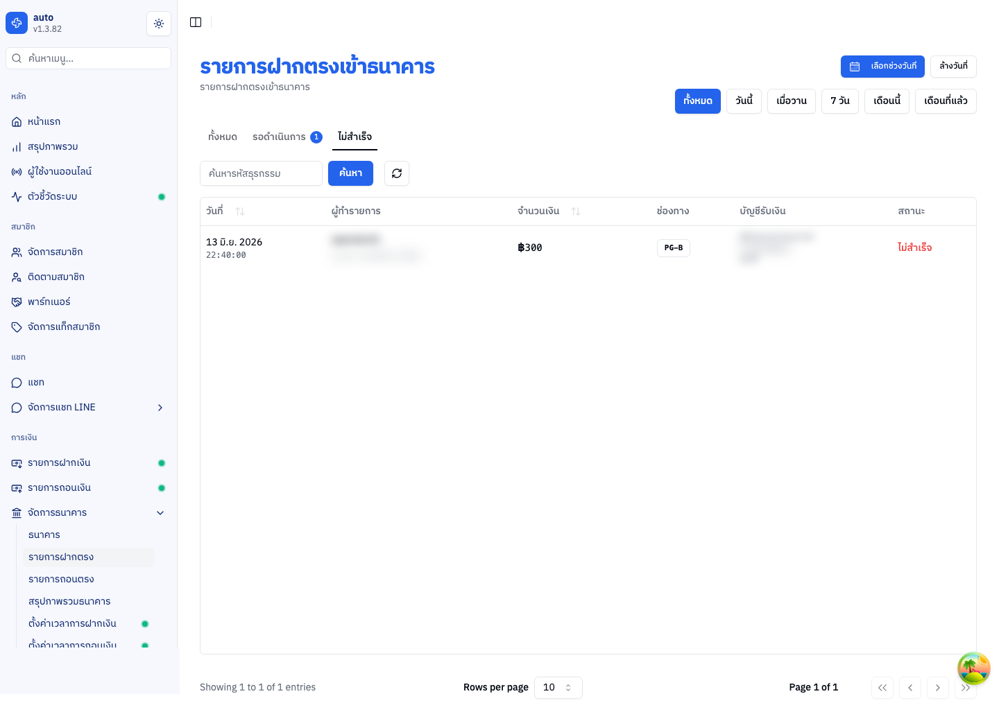 แท็บ ไม่สำเร็จ